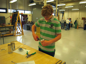 Cutting out handle bracket.