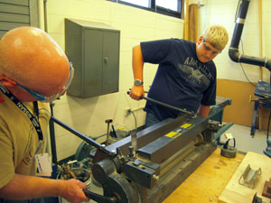 Using brake to bend belt clip.