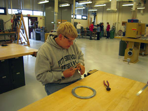 Wiring the lantern door edge.