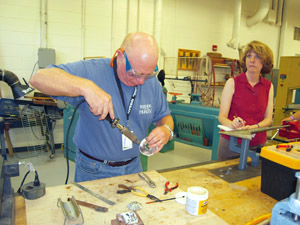 Soldering baffles to frustum.