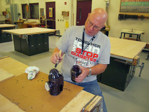 Putting on japan finish.